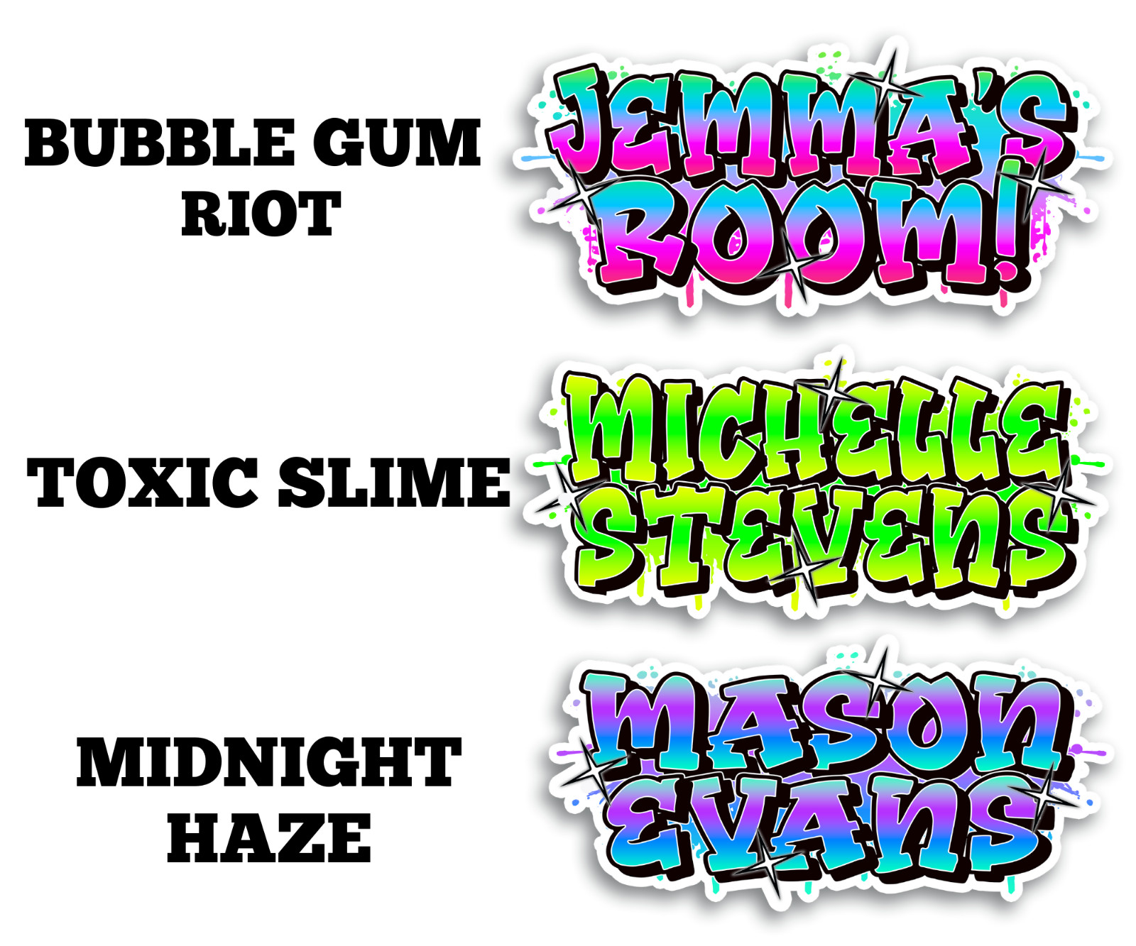 Personalized Graffiti Name Sticker Vinyl Decal Waterproof Laptop Bottle Gift Tag