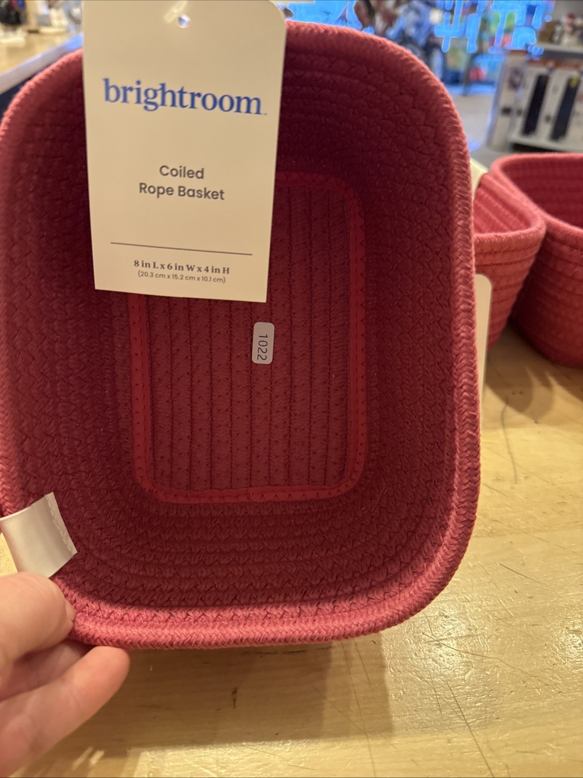 Bright Room Coiled Rope Basket 8 Inch Length By 6 Inch Wide By 4 Inch High Pink