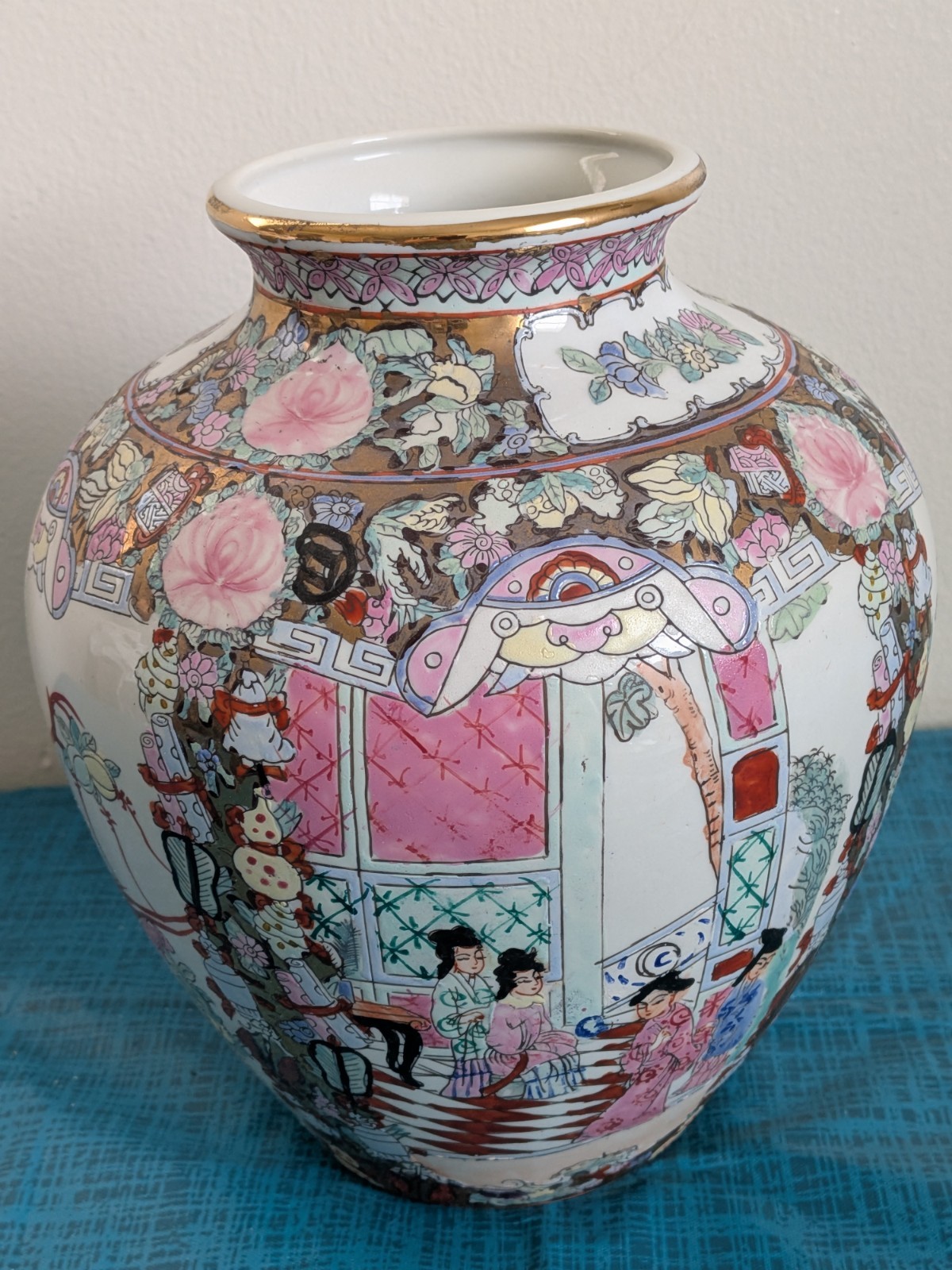 Vintage Rose Canton Porcelain Vase