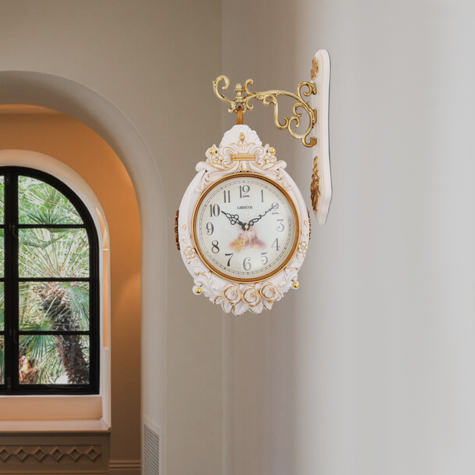7.5″ Vintage Style Double Sided Wall Clock Large Hanging Home Dining Study Decor