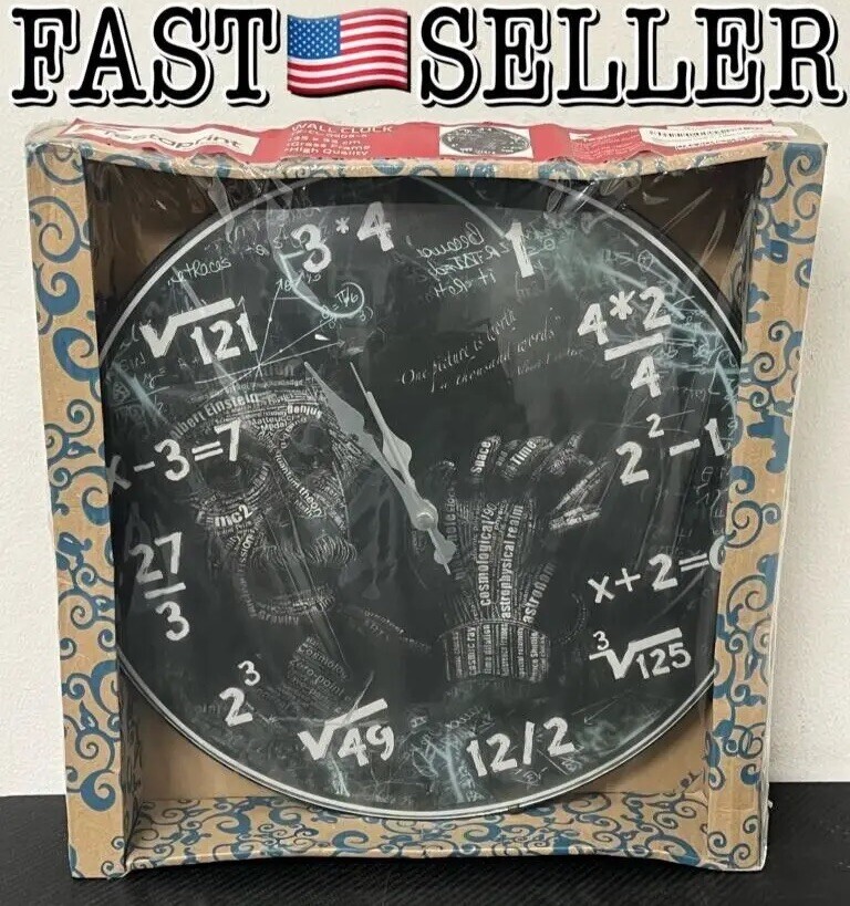 Albert Einstein Math Wall Clock Algebra Equations Mathematic Hour Minute Watch