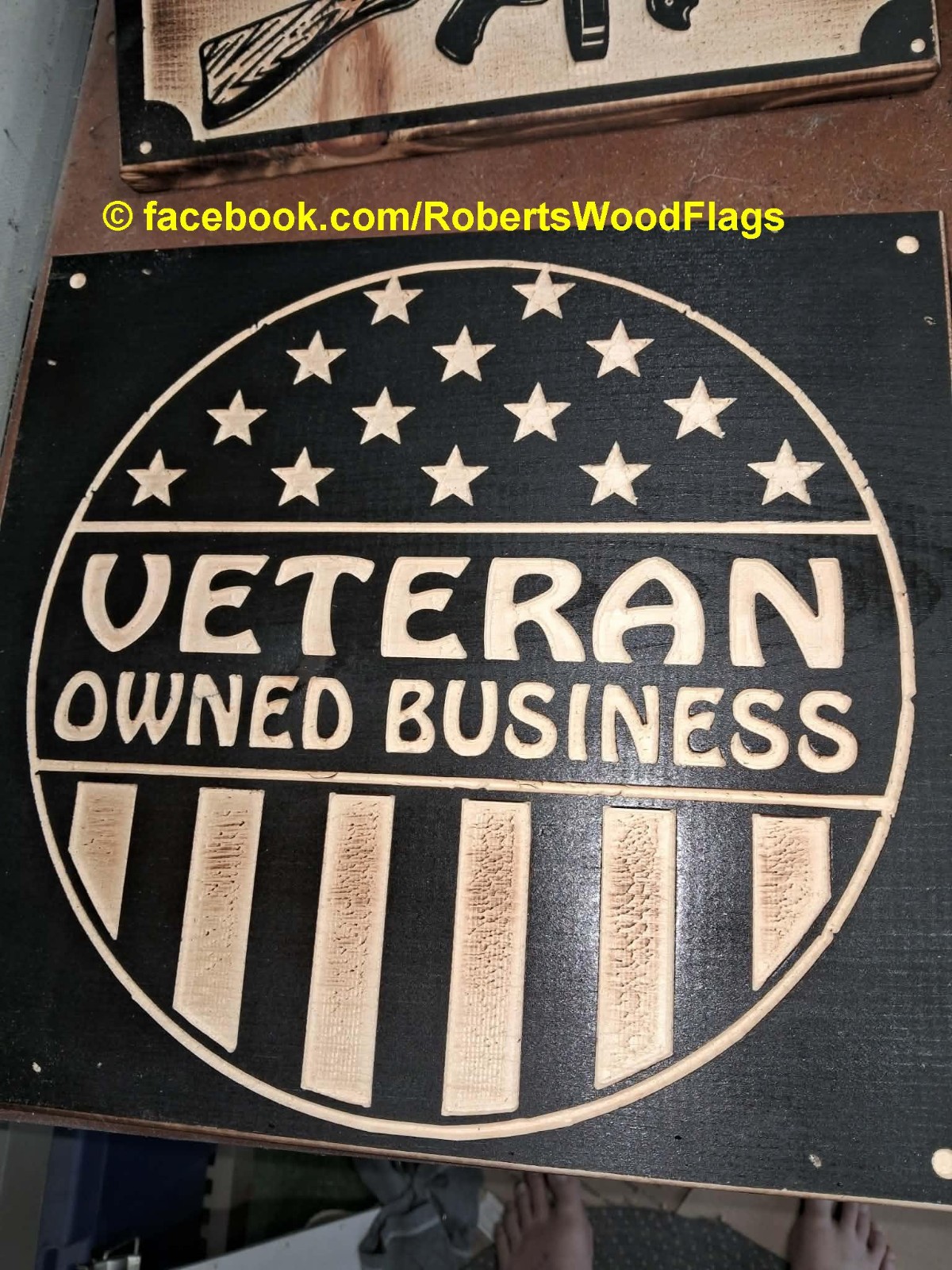 Veteran Owned Business USMC Army Navy USAF USCG Wood Rustic Sign 11.25x12x.75 In