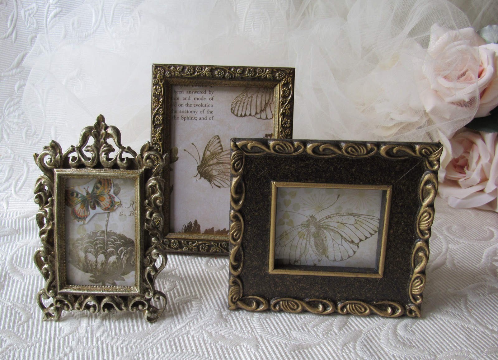 Baroque Frame Set,3 Antiqued Gold,Victorian,Events,Mini Mix Match Frames,2×3 set