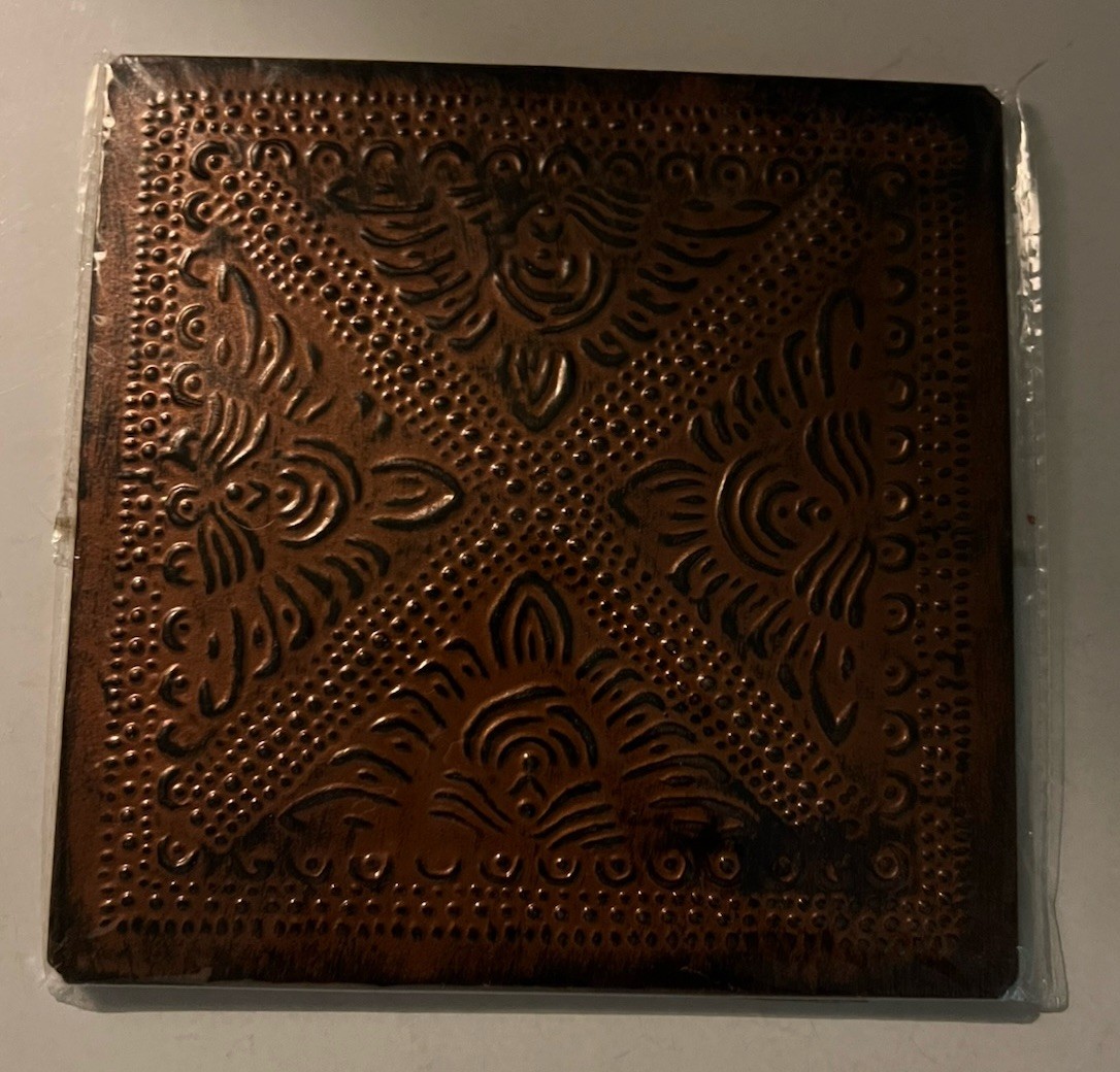 Embossed 6.5 “X6.5”Square Metal Wall Decoration Bronze Distressed, Floral Lot 9