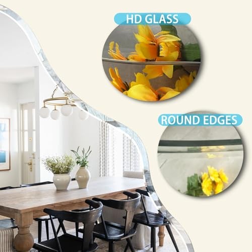 36 x 24 Beveled Edge Frameless Wall Mirror, Modern Asymmetrical Cloud Shape