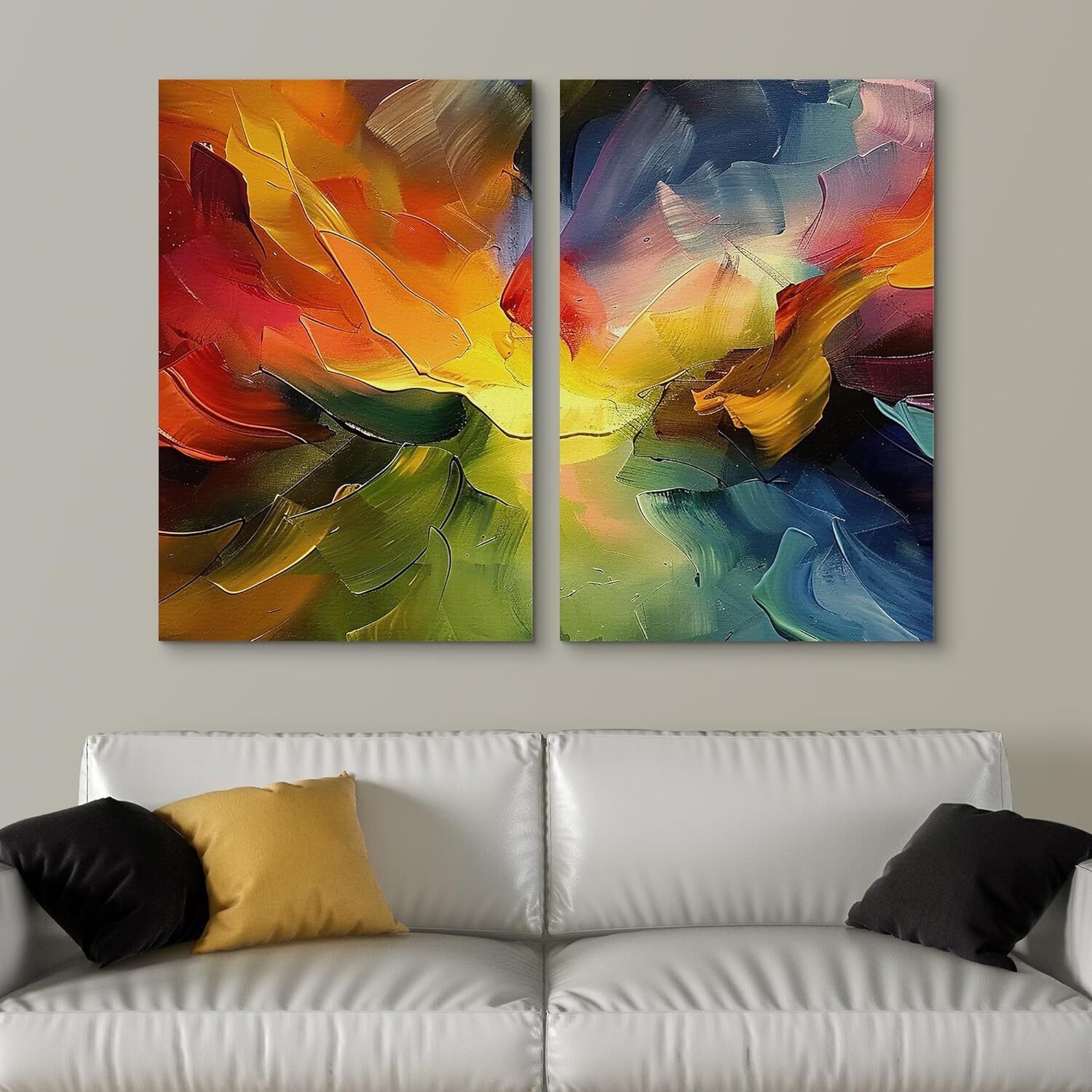 Rainbow Abstract Wall Art Multicolor Minimalist Canvas Prints