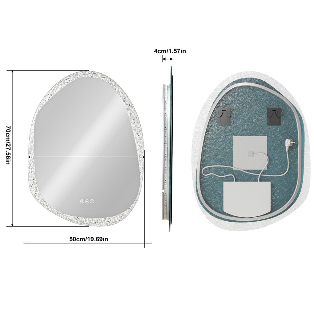 LUVODI Irregular LED Bathroom Mirror Anti-fog Three Colors Wall Vanity Mirror US
