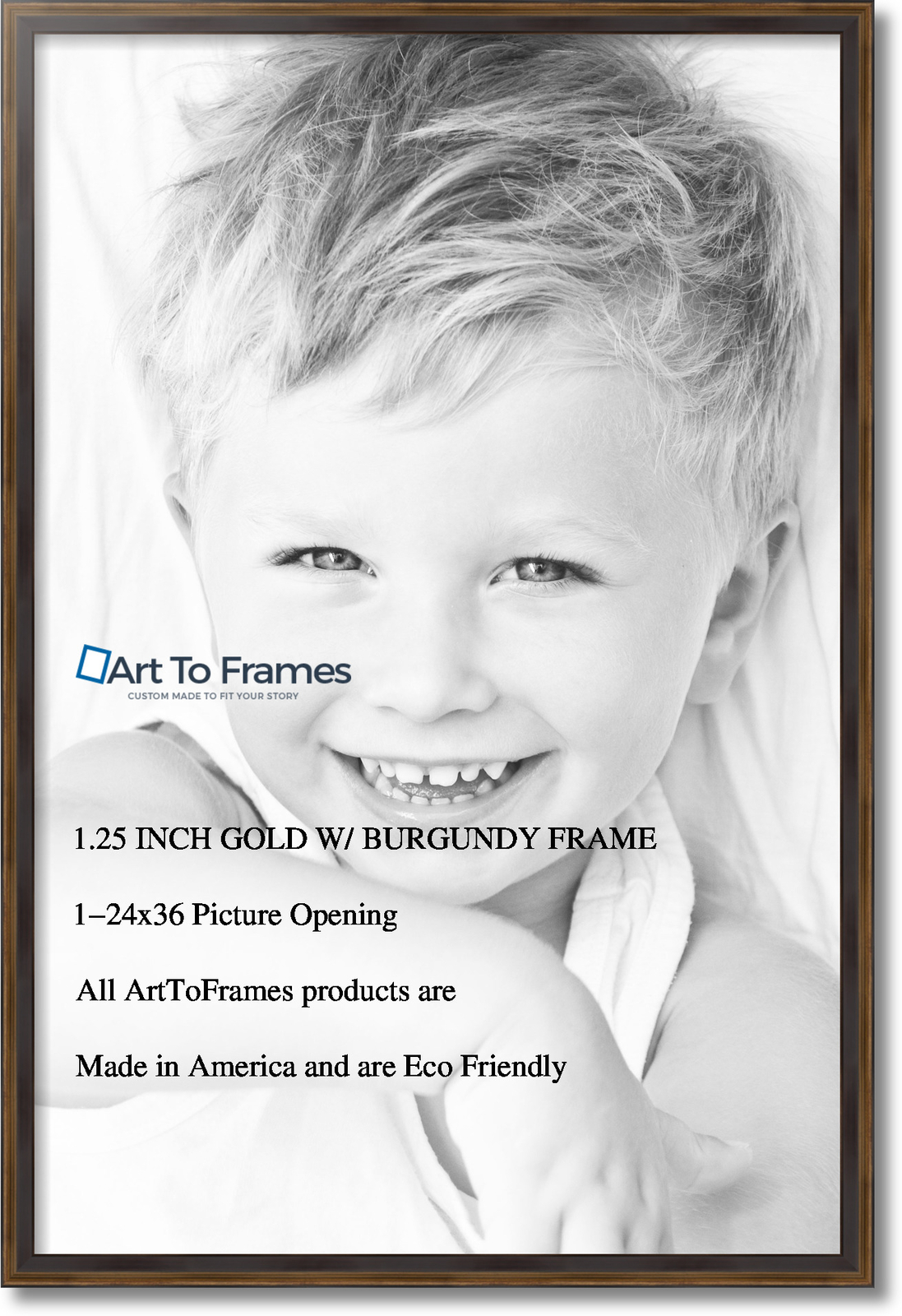 ArtToFrames Picture Frame Custom 1.25″ Gold w/ Burgundy Wood 4758 Small