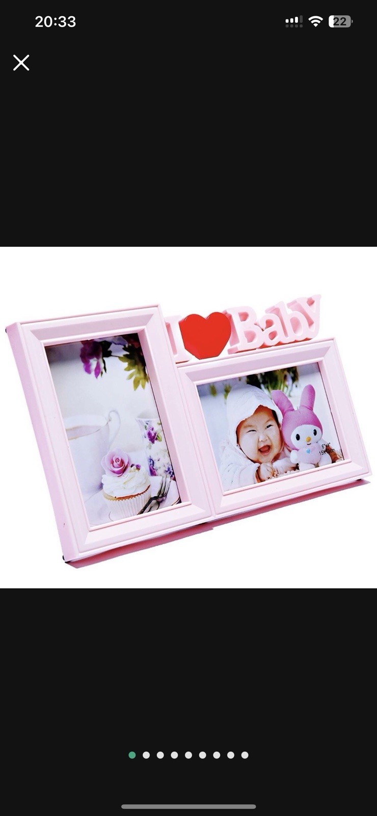 Premium Plastic Double 4×6 Photo Frame,”I Love Baby” fit Two 4×6 in Size Photos