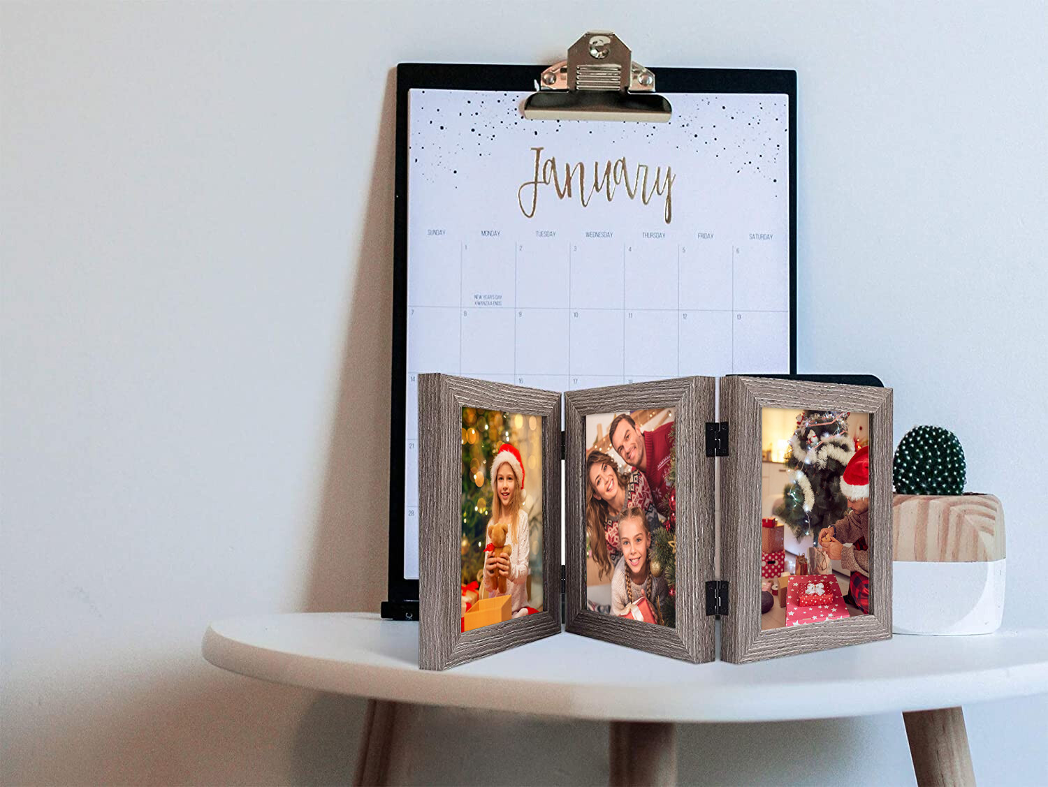 4×6 5×7 Trifold Picture Frame Hinged Photo Three Folding Frames Vertical Desktop