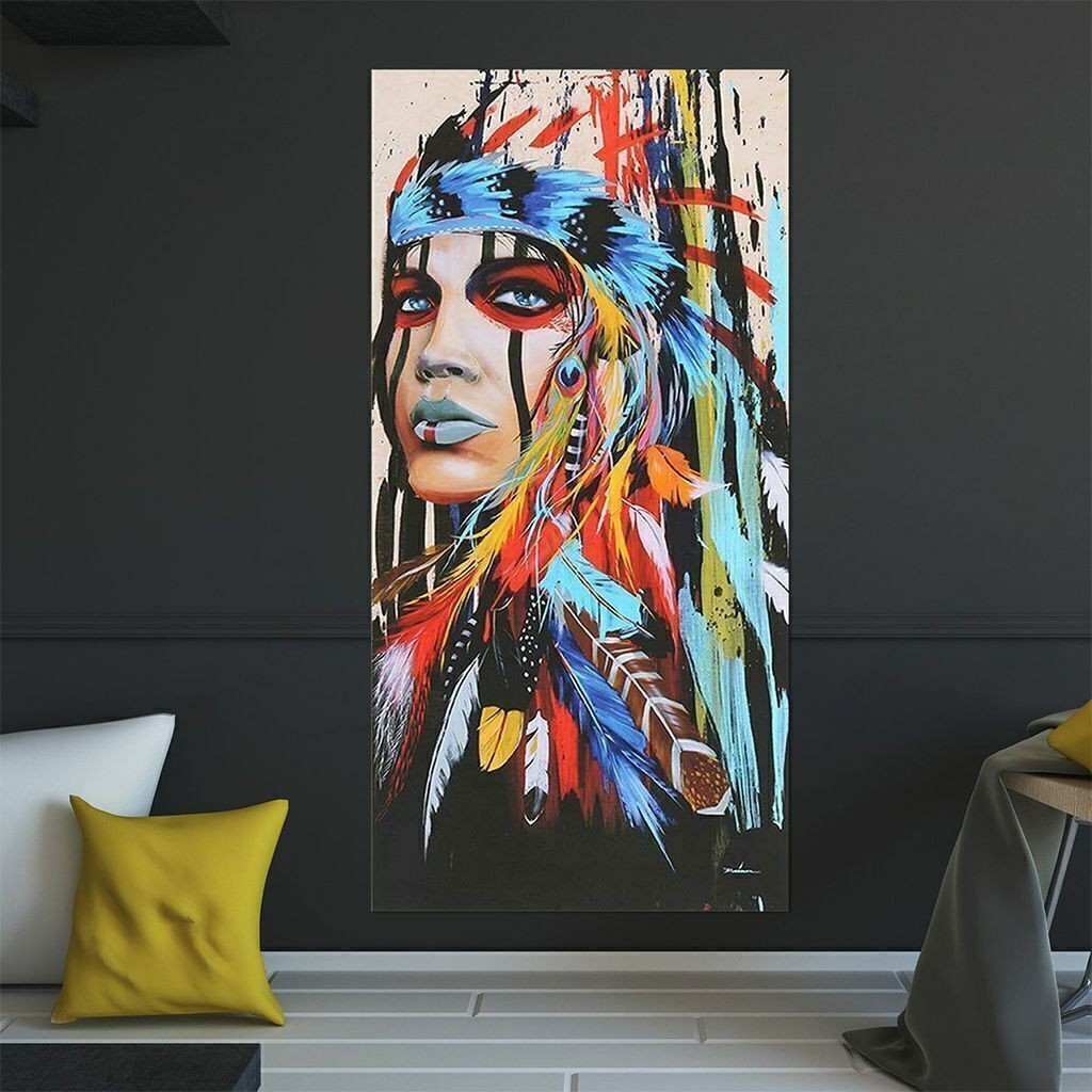 Womens Abstract Indian Canvas Oil Painting Print Picture Wall Art Home Decor