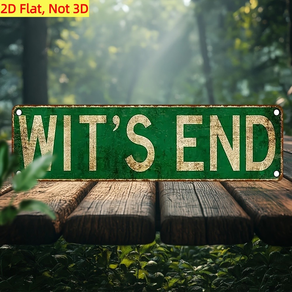 Wit’s End Vintage License Style Metal Sign Rustic Cabin Outdoor Decor Plaque