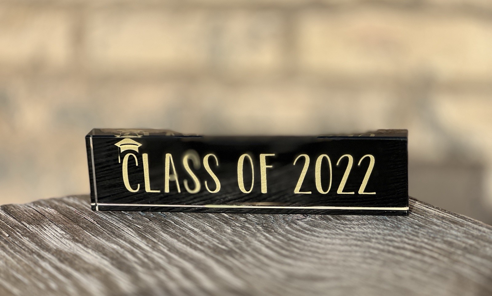 Way To Celebrate CLASS OF 2022 Solid Glass Desk Sign 7.75 in x 2-in x 0.75 in