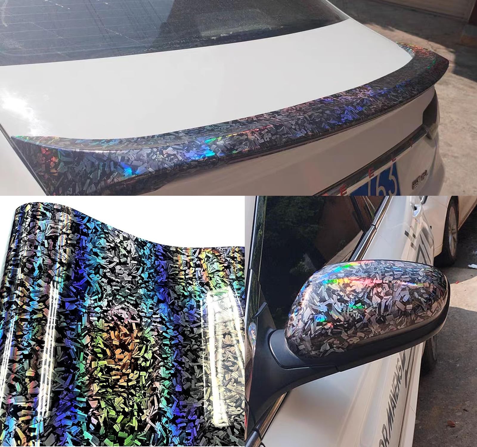Chrome Black Forged Gloss Carbon Fiber Car Vinyl Wrap Roll Air Release Adhesi…