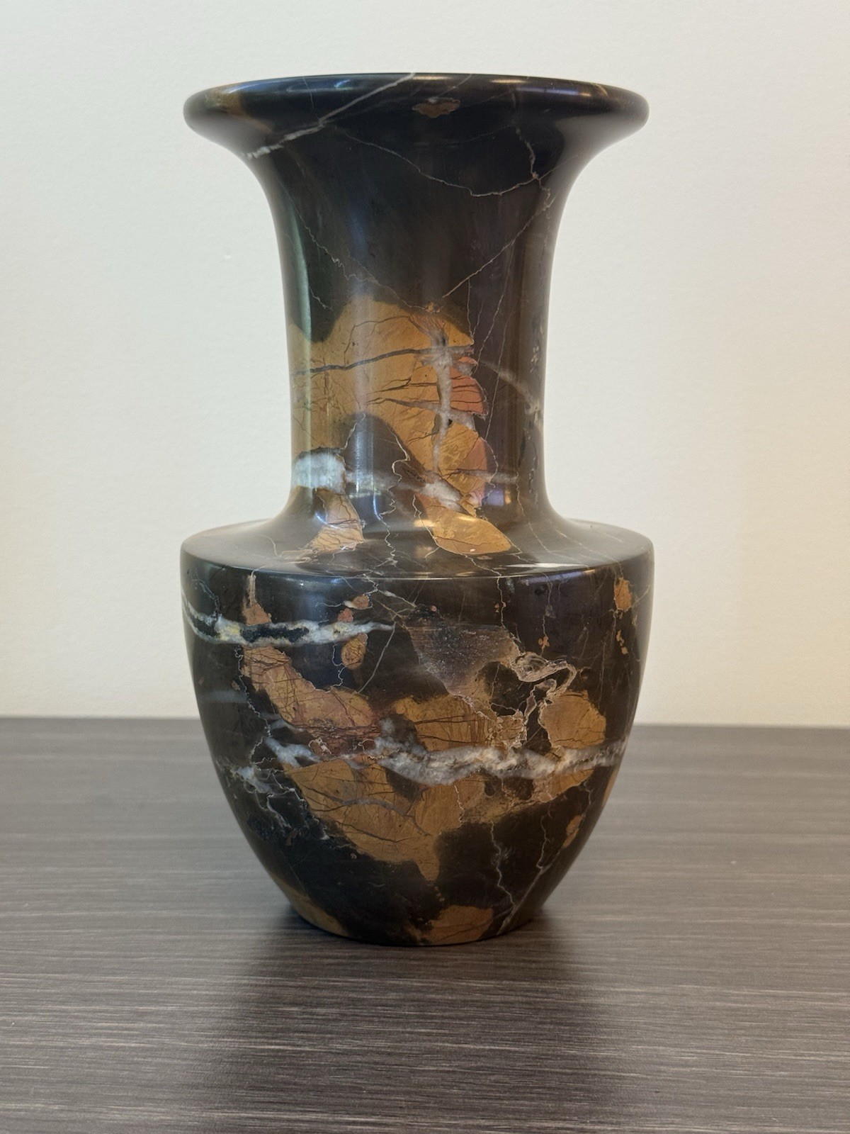 Nature Decorative Marbled Stone Vase Gold/Brown/White 7.75 in Made in Pakistan