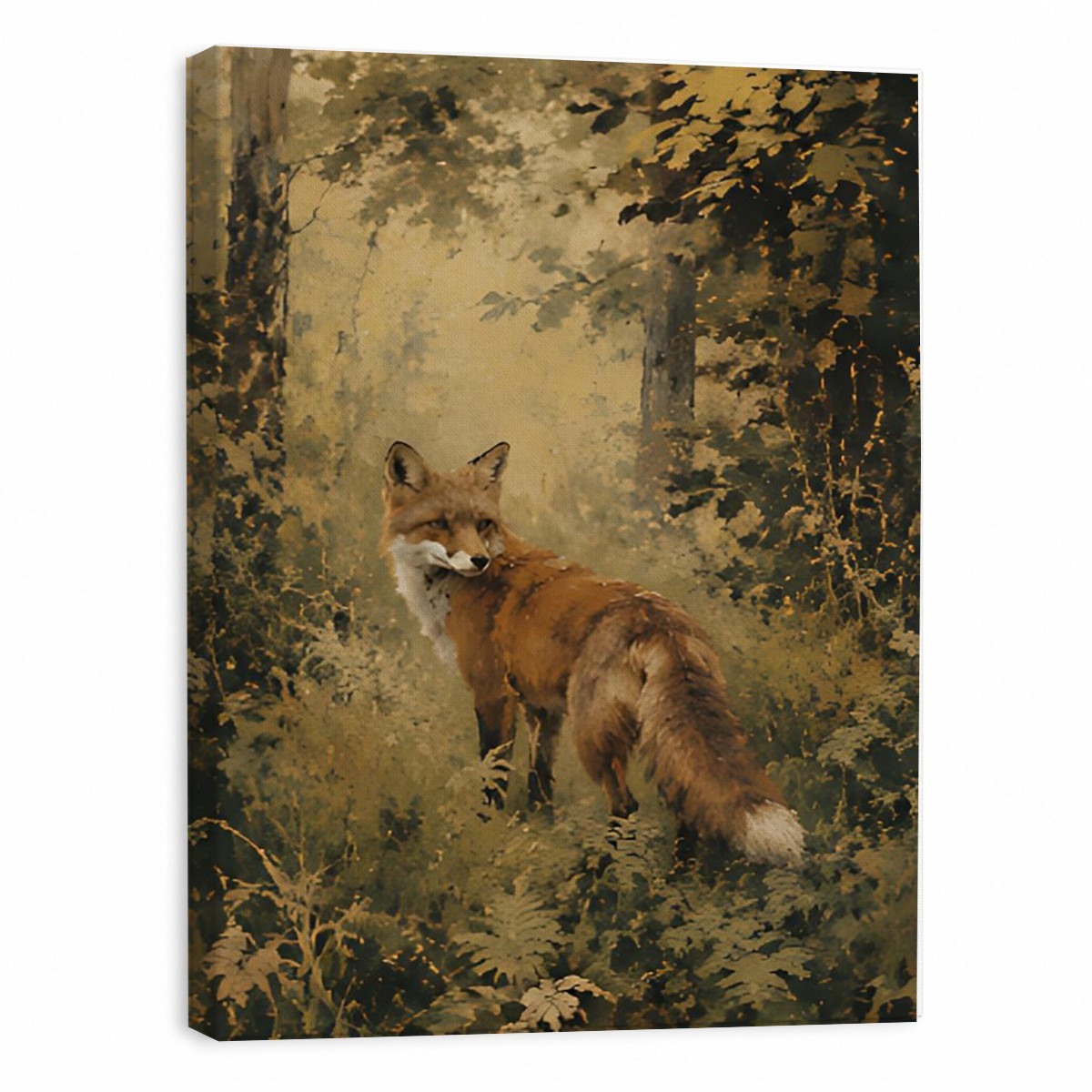 Red Fox Forest Canvas Art Painting Nature Home Decor Custom Gift