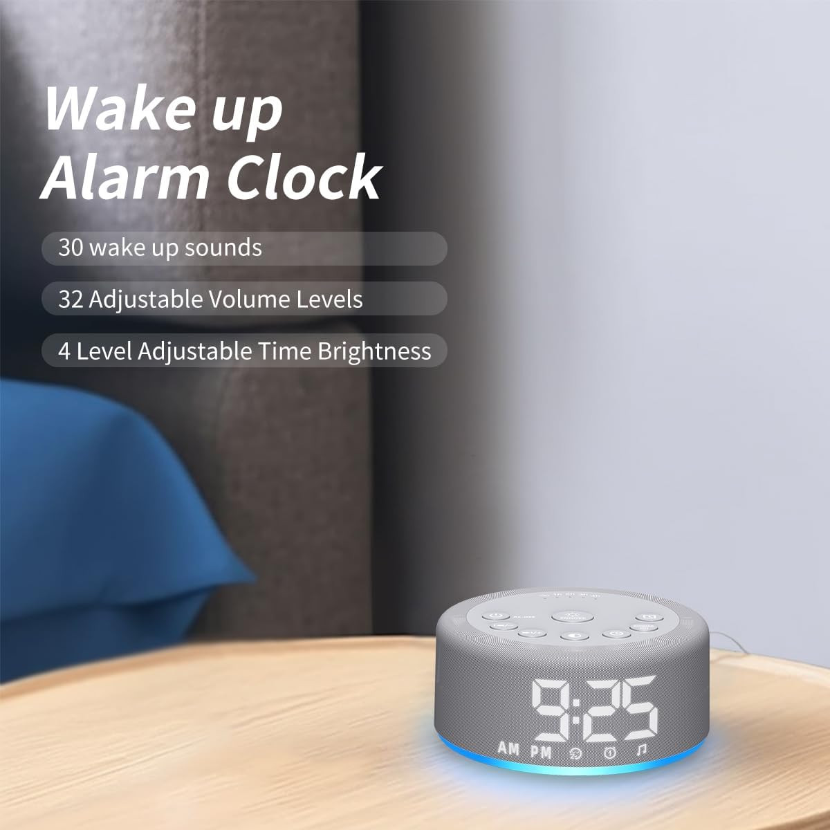 【3 in 1】 Sound Machine Alarm Clock Night Light White Noise Machine with 30 Sleep