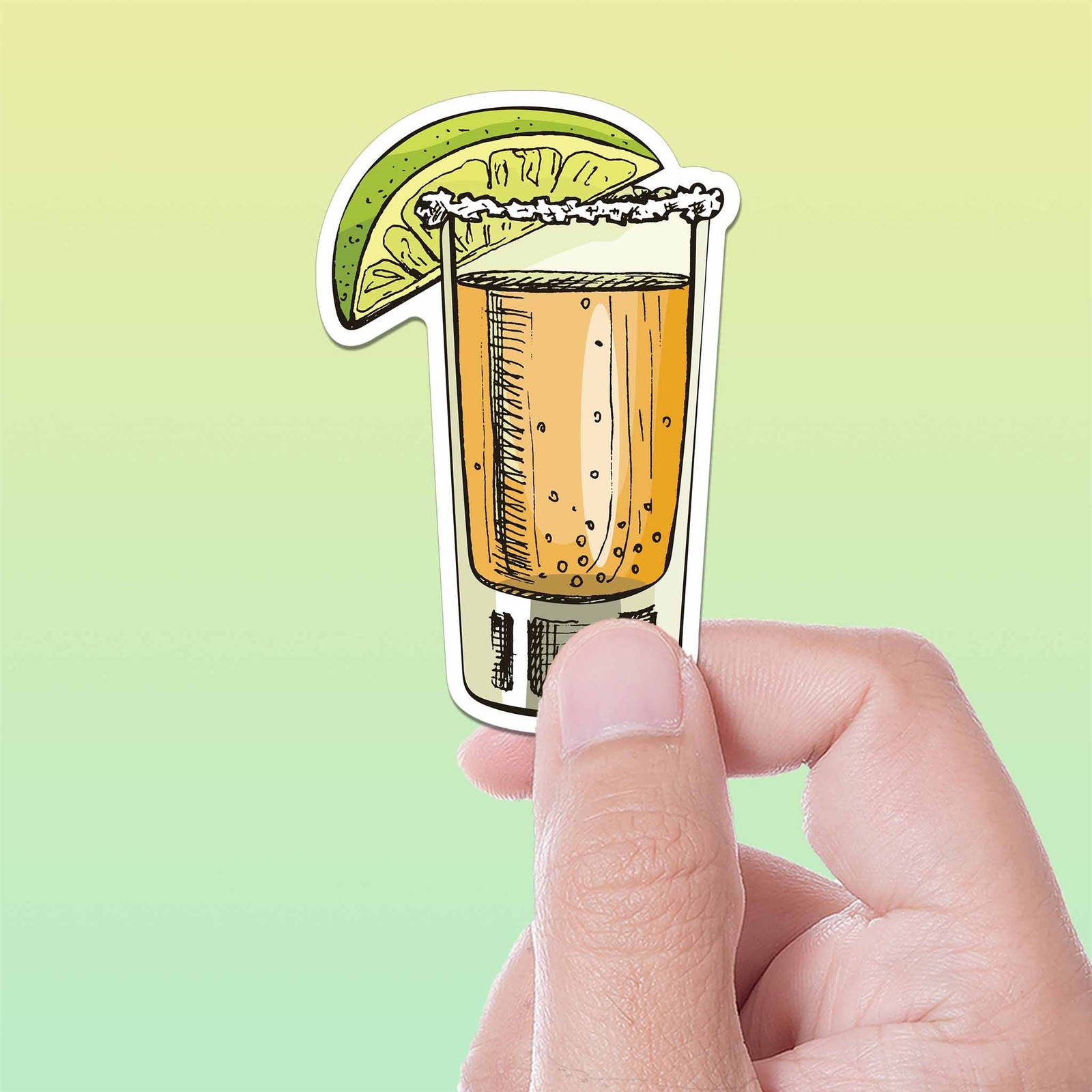 Lime & Tequila Sticker – Mini Drink Decal for Water Bottle & Laptop