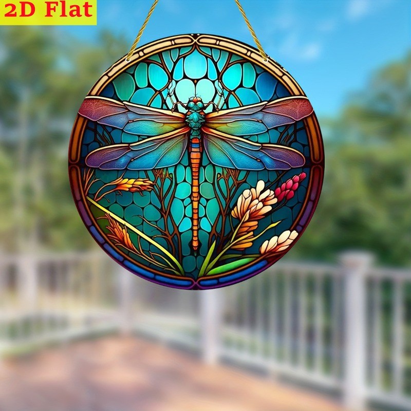 Acrylic Dragonfly Suncatcher 2D Flat Window Hanging Art Decor for Home Garden