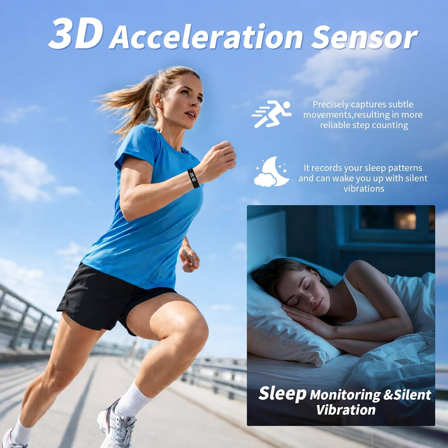 Vibrating Alarm Clock Silent Wristband for Heavy Sleepers Battery Wrist Watch Ba