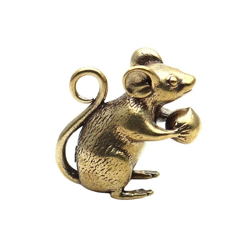 Tabletop Figurine Brass Mouse Animal Statue Sculpture Home Decor Gift USA