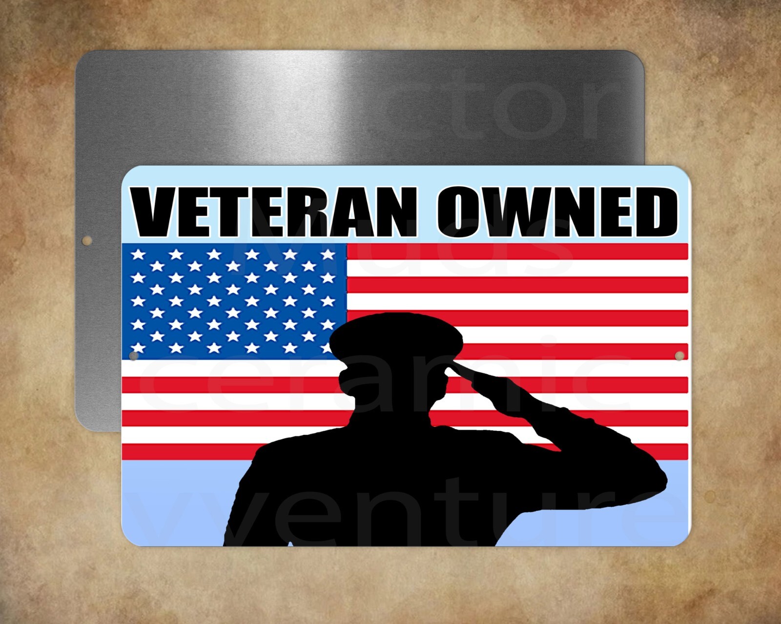 Veteran Owned Business Sign Post in your shop 8 x 12″ metal sign Made in USA