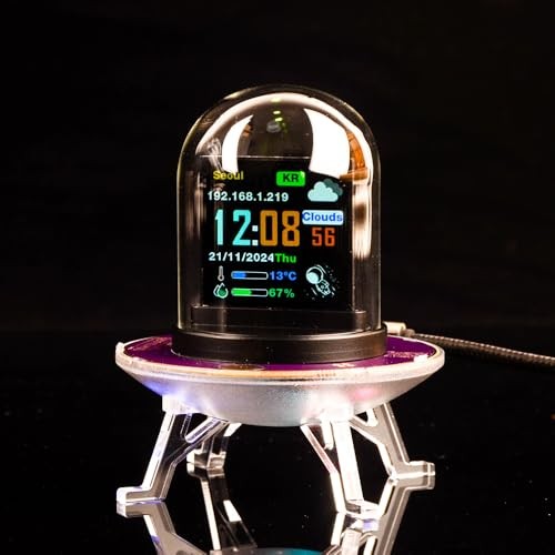 UFO WiFi-Synced Nixie Tube Digital Alarm Clock with IPS Screen,RGB