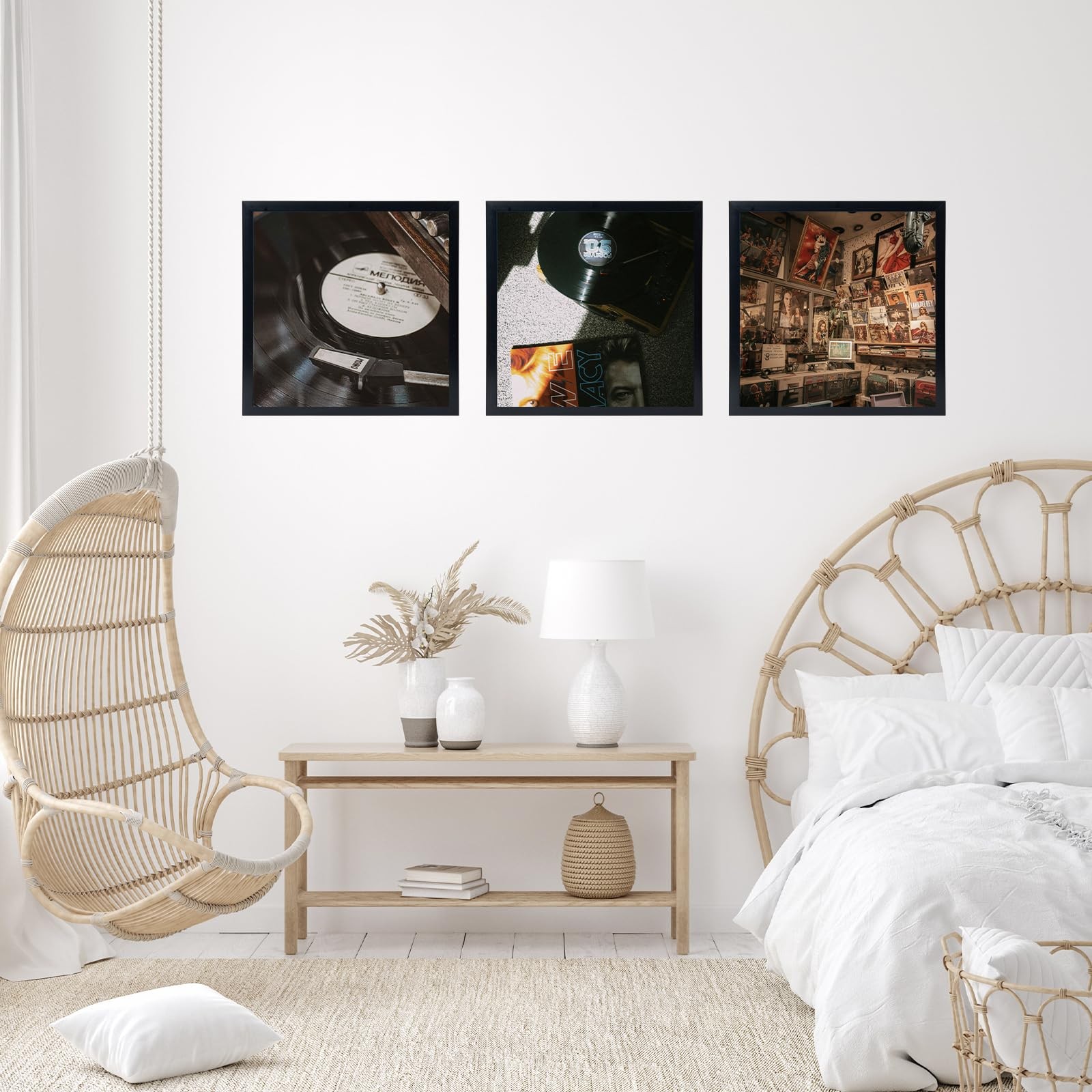 5 Pack Vinyl Record Frames 12×12 LP Album Cover Wall Display 12.5×12.5 Black