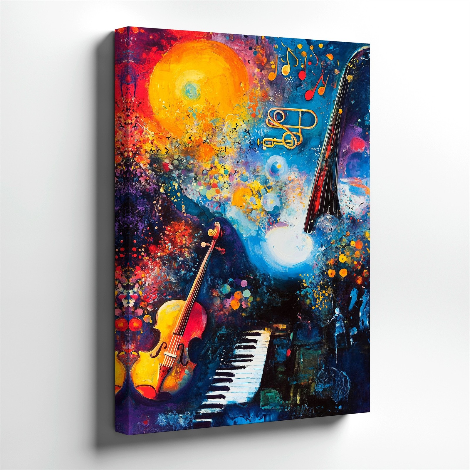 Wall Art Abstract Musical Couple Silhouette Floral Notes Romantic Canvas Print