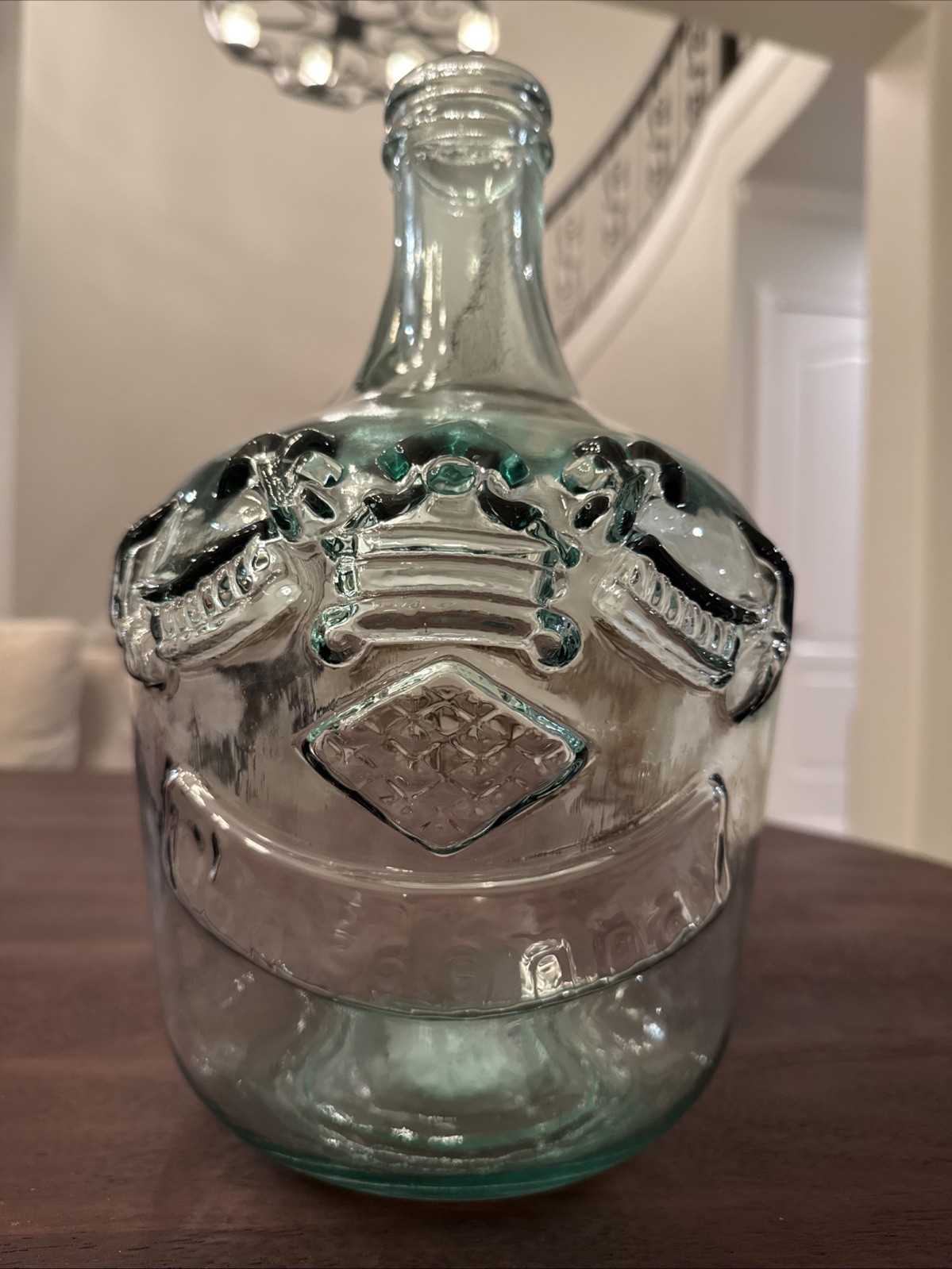 HUGE Vidrios San Miguel 12” Clear Green 100% Recycled Glass Chardonnay Wine Jug