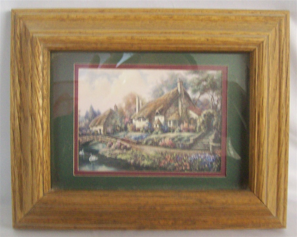 Cottage Print in Oak Frame with Hunter Green Matte 9.75″ x 7.75″