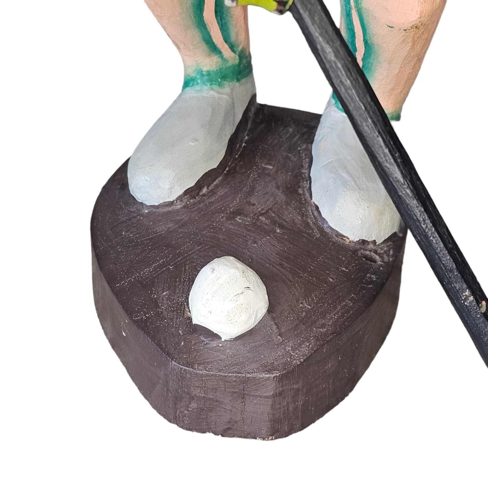 Vintage Handcarved Wood Golfing Frog Handpainted Sculpture Unique Tropical 11″