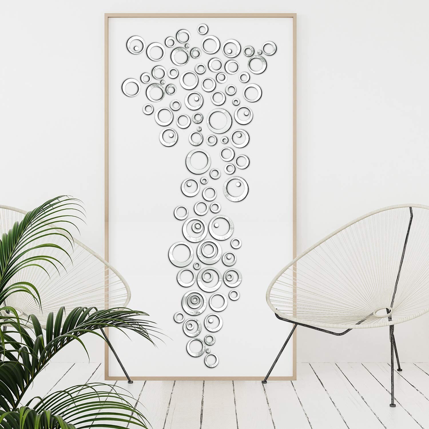 Shappy 72 Pieces Removable Round Circle Wall Sticker Decal Acrylic Mirror Set…