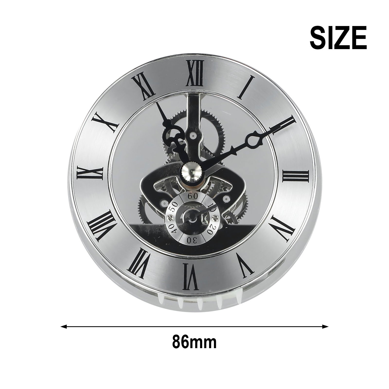 9) DIY Clock Repair Kit 86mm Roman Numeral Clock Insert Quartz Movement