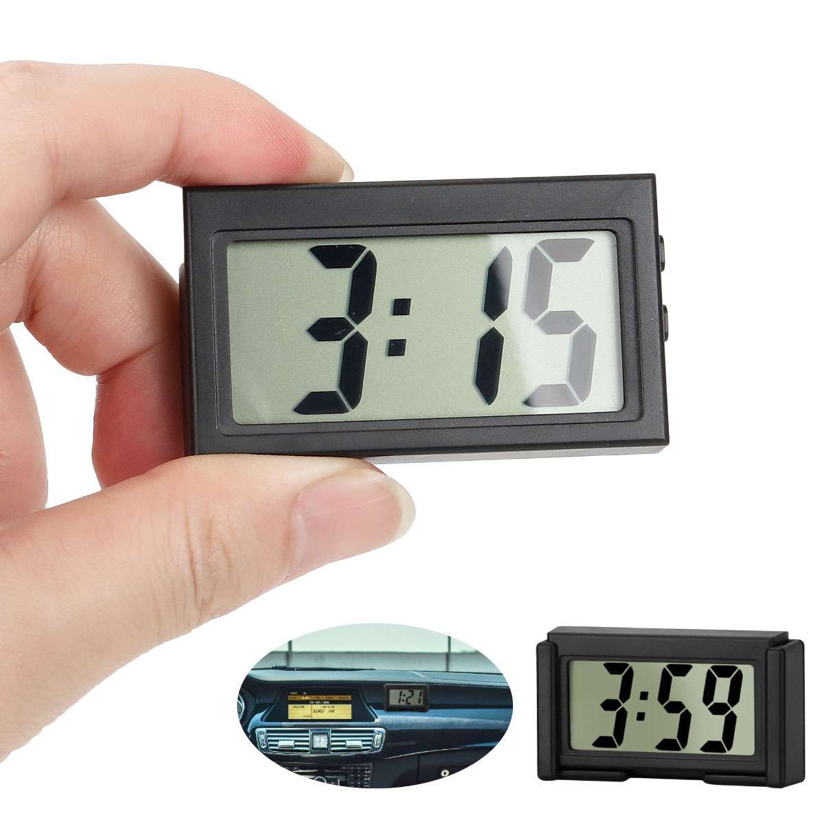 1-4X Mini Car Dashboard Digital Clock For Vehicle Large LCD Time Screen Portable