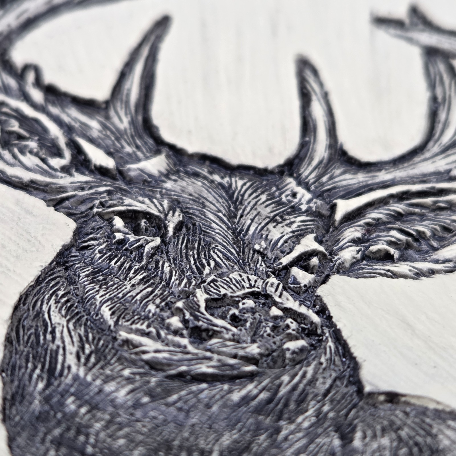 Antler Shaped Figurine With Elk Deer Carving 4.5″ Rustic Hunting Farmhouse Decor