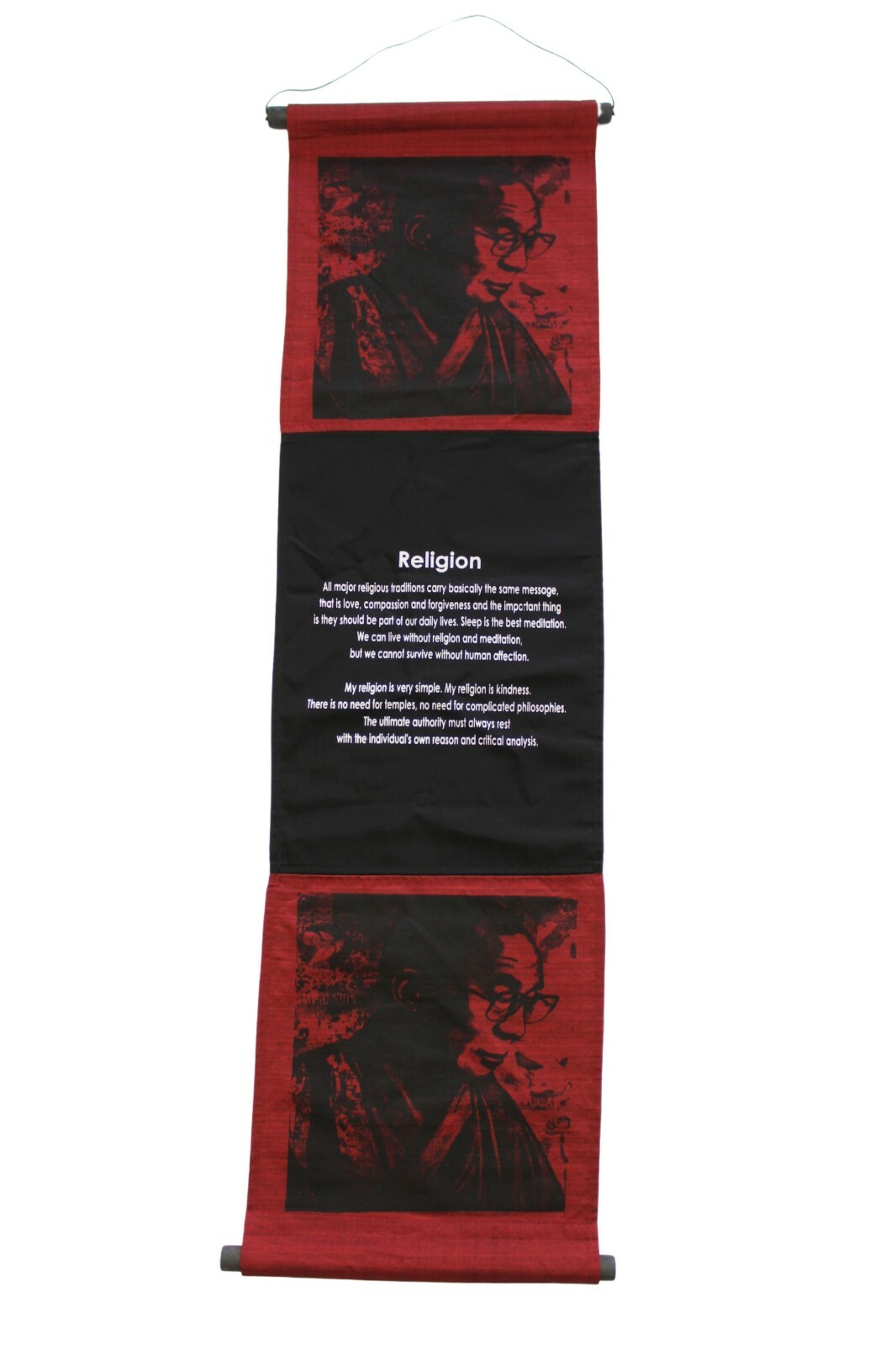 Hanging Scroll “Dalai Lama” – Inspirational Quote, Words of Affirmation, Red
