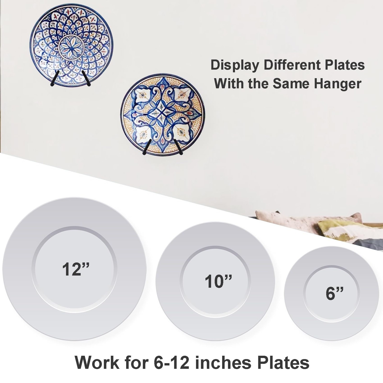 Wall Plate Hangers for 6-12 inches Plate Adjustable Plate Stand Holder Silicon