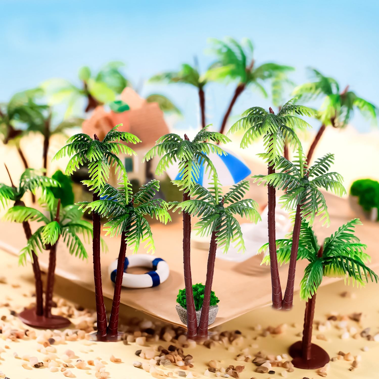 10pcs Plastic Palm Tree Model Trees – Miniature Palm Trees: Fake Plastic Tree…