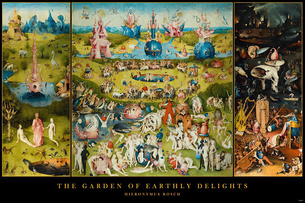 Hieronymus Bosch’s Garden Of Earthly Delights – Art Poster (Size: 36″ x 24″)