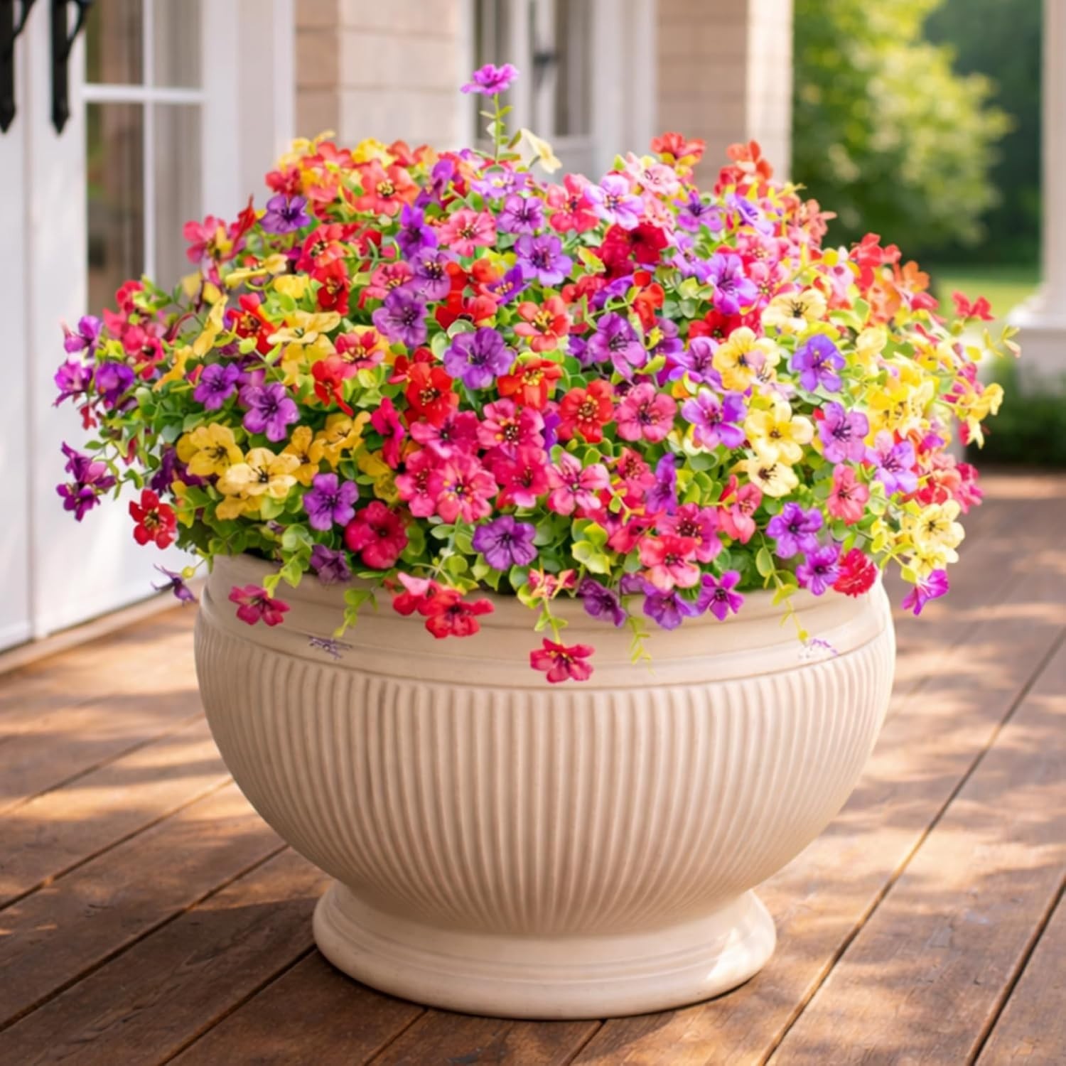 Artificial Flowers for Outdoors 12 Bundles Realistic Faux Plants UV Resistant