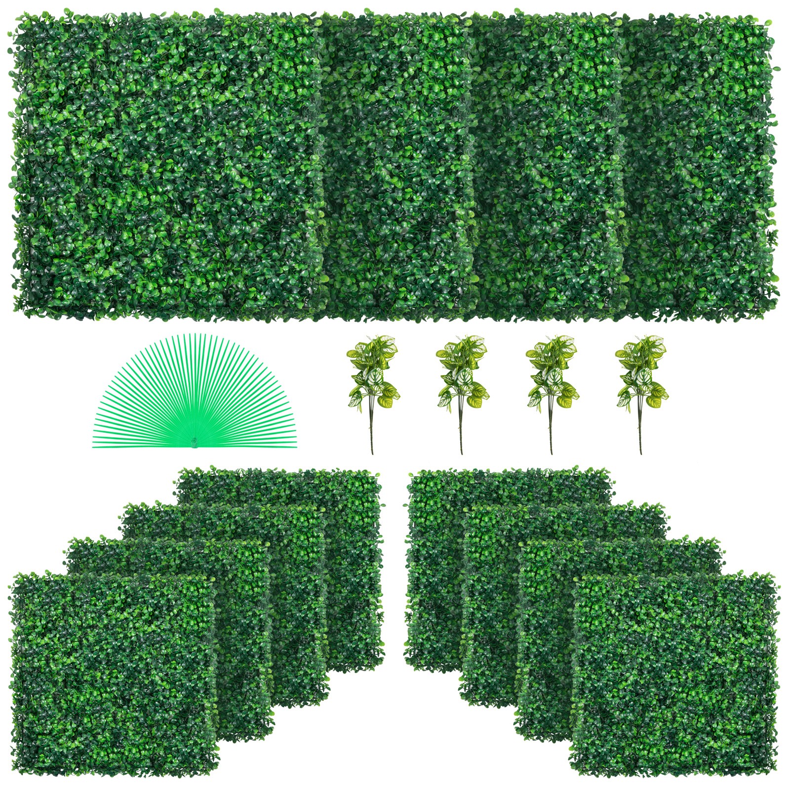 12pcs 20×20″ Artificial Boxwood Wall Hedge Mat Plant Panels Outdoor Grass Fence