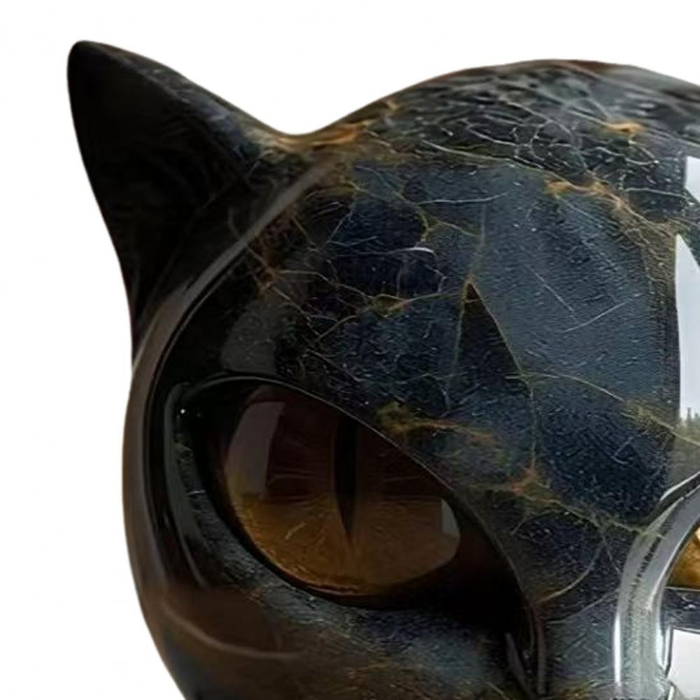 Luxury Black Cat Stone Sculpture Resin Ornament Elegant for Desktop Home Decor