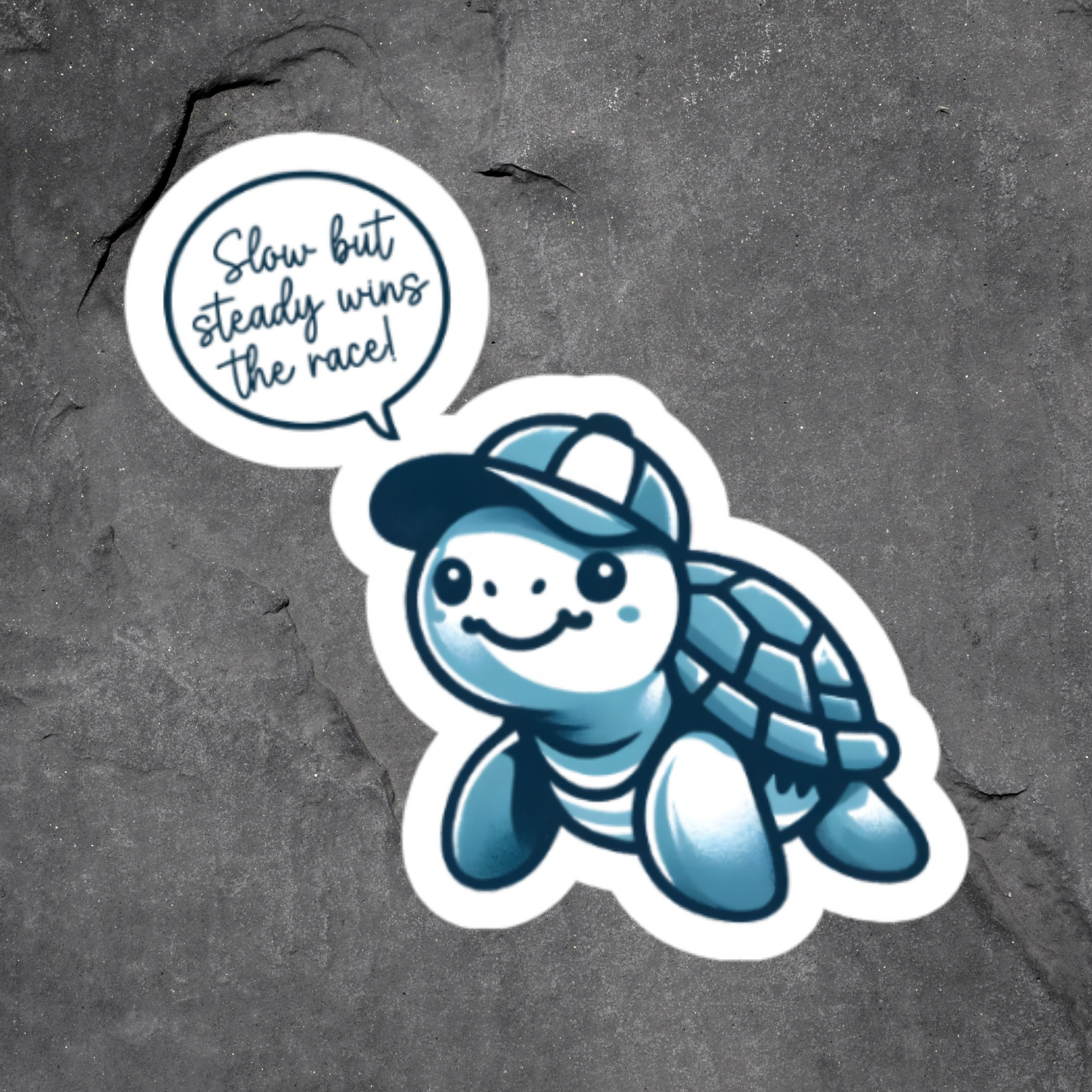 Turtle Sticker Vinyl Decal Slow But Steady Wins The Race Cute Motivational
