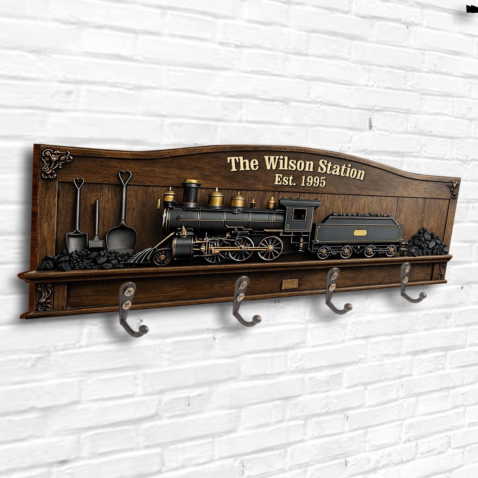 The Family Station With Vintage Steam Train And Locomotive – Key Holder