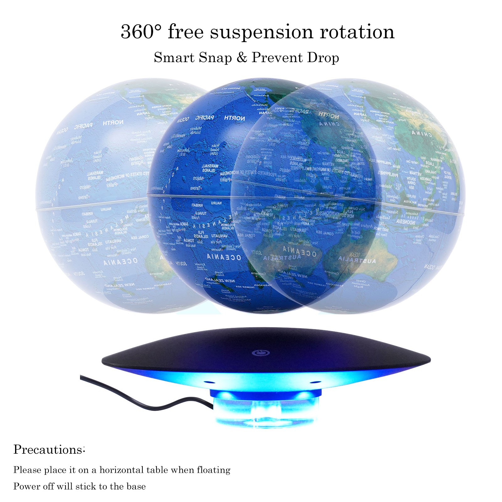 6in Magnetic Levitating Globe with LED Gradient Light Floating Earth Desk Decor