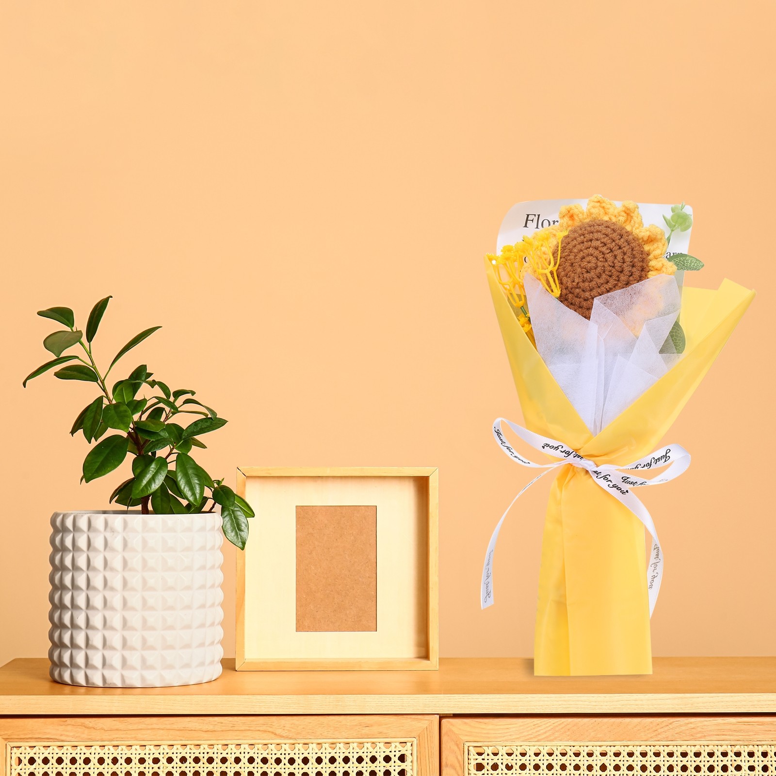 Crochet Flowers Bouquet Handmade Knitted Bouquet Sunflower Rose