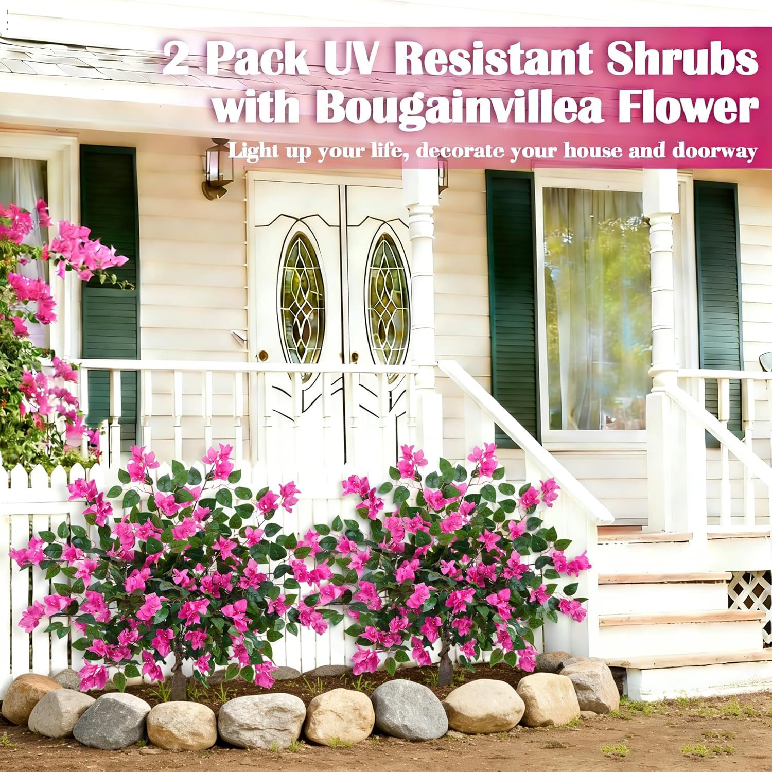 2 Pack 37.4″ Bougainvillea Artificial Trees Outdoors Fake Bougainvillea Silk Flo