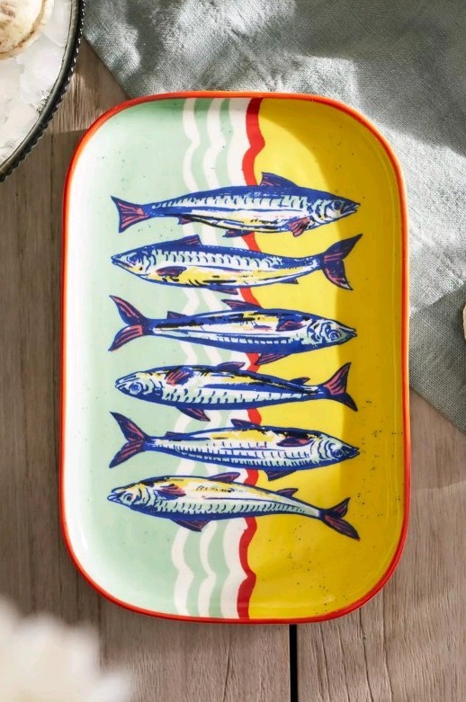 NEW Anthropologie Sardine Ceramic Trinket/Display Dish 6x9x0.5 inches