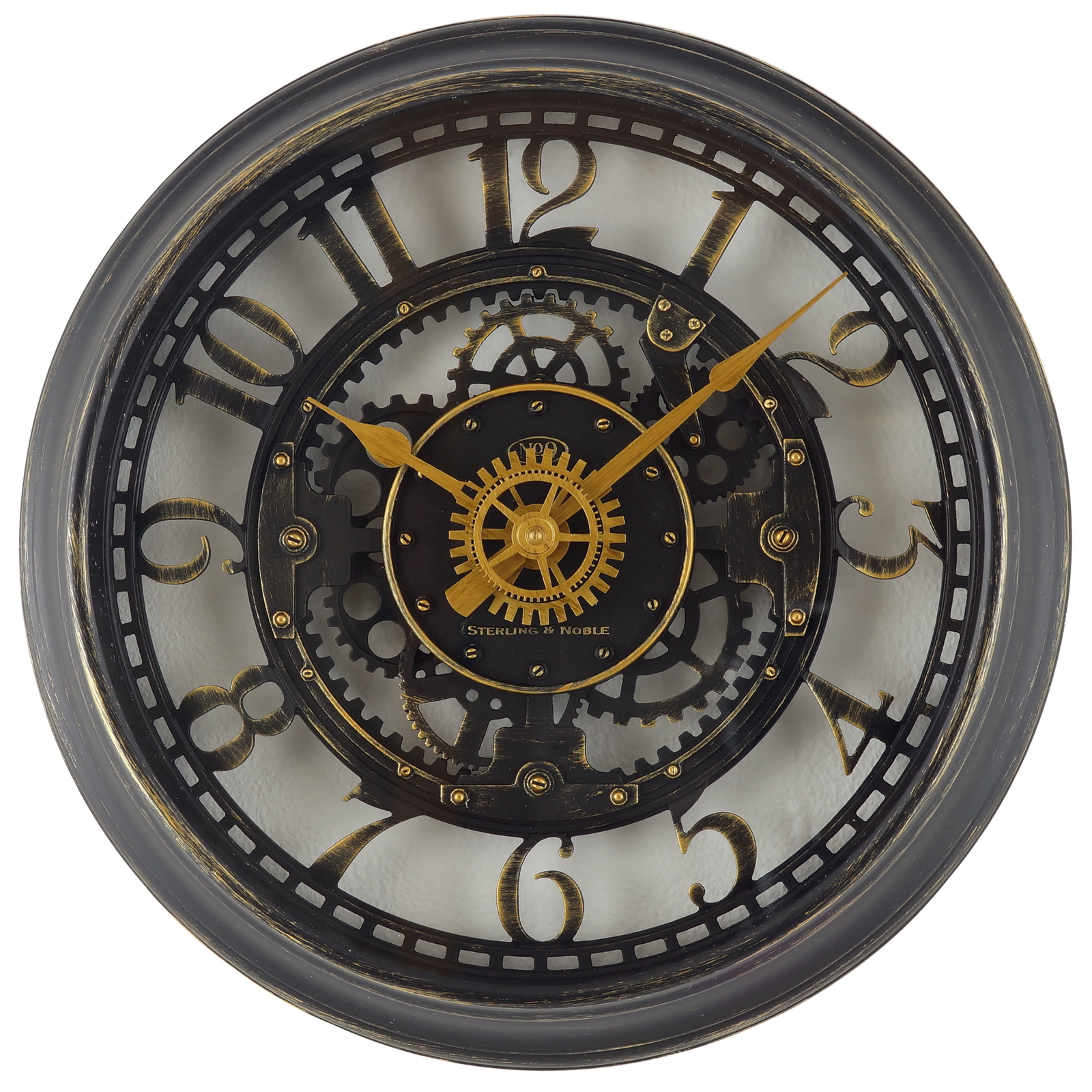 11.5″ Oil Bronze Cutout Gear Industrial Analog Wall Clock with Arabic Numbers